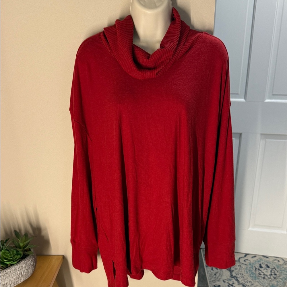 Ava & Viv mock neck red long sleeve top
